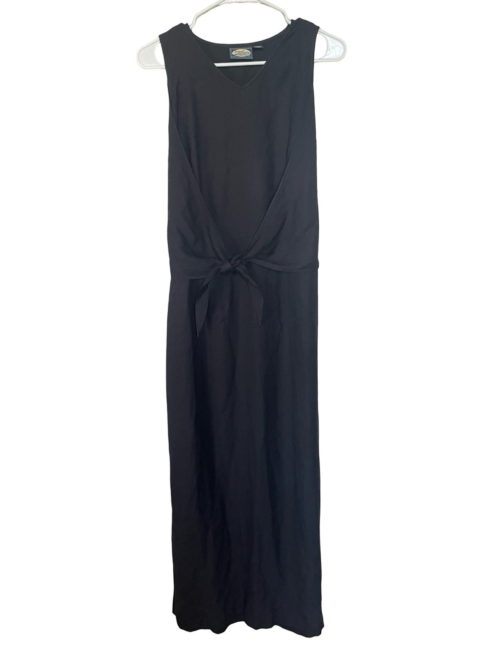 Tommy Bahama 100% Silk Black Tie Waist Midi Dress Size 10
